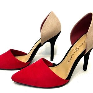 Chinese Laundry Red and Beige with Black Heel New